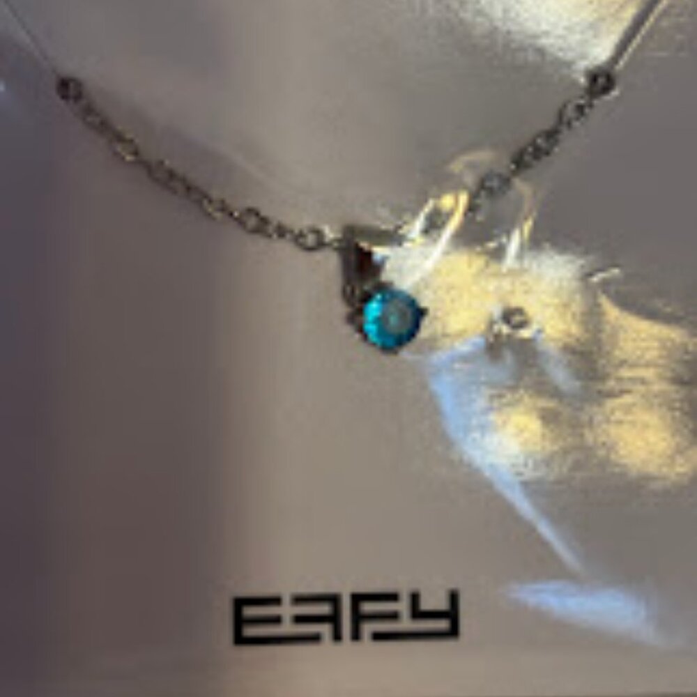 Effy Beige Color Stretch Bracelet and Blue Color Necklace on Silver Chain (18") - Picture 7 of 11